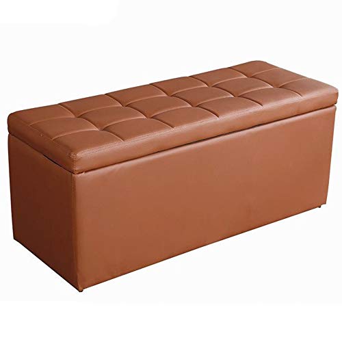 WHOJA Pouf Coffre de Rangement Tabouret de canapé PU Soft Pack Repose-Pieds Multifonctionnel...
