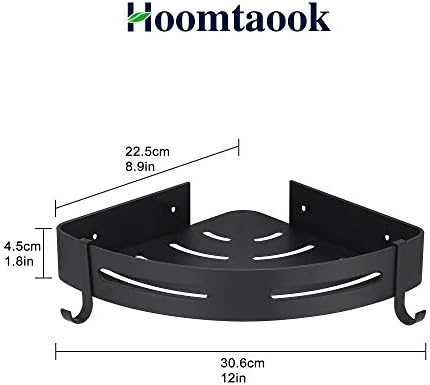 Hoomtaook Black Shower Caddy Bathroom Corner Shelves No Drilling Shower Organiser Bathroom Accessory Storage Shower Shelf Rustproof Space Aluminum Wall Mounted 2 Packs with Hooks Black