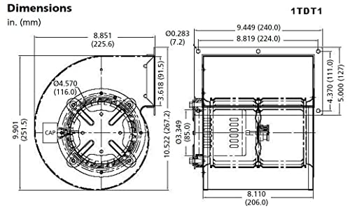 Dayton Model 1TDT4 Blower 805 CFM 1090 RPM 115V 60hz.(2C946)