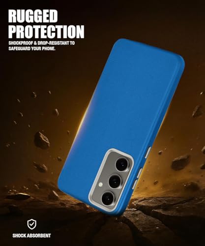 Image of WOW IMAGINE Back Cover for Samsung Galaxy S24 FE 5G | Shockproof Tough Leather Texture Hard Mobile Case | Ultra Slim Non-Slip Grip | Inner Velvet Fabric | Metal Camera Ring - Blue