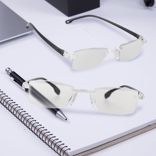 PKRFCJ 2 Pcs of Auto Focus Glasses, Intelligent Zoom Anti-Blue Light Presbyopia Glass with Case and Glasses Cloth, Smart Zoom Reading Glass