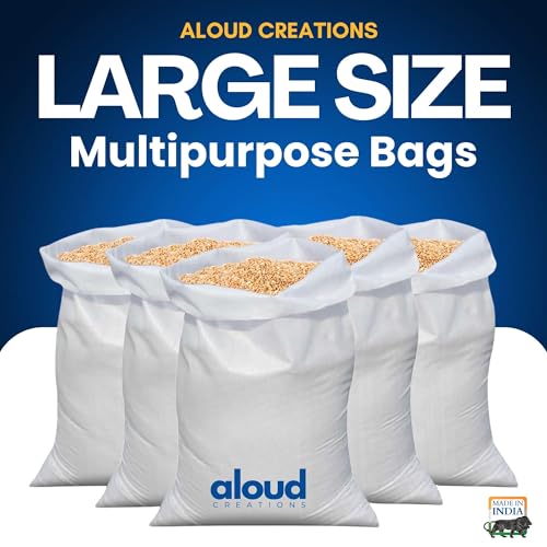 Image of ALOUD CREATIONS 12Pc Extra Large HDPE Storage Bag | 30x42 Inch | Multipurpose Laminated Bags for Home Shifting & Transport | Plastic Gunny Bags, Bori, Bora for Packing Household Item | Heavy Quality