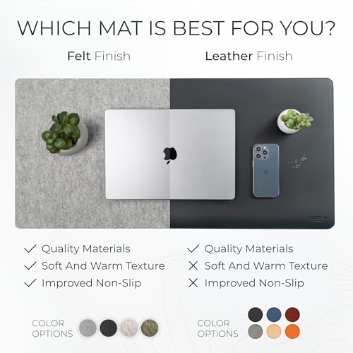 Nordik Large Felt Desk Mat – Stone Oat Beige – 35 x 17 inch – Computer Desk Mat – Keyboard and Mouse Pad – Large Desktop Felt Pad
