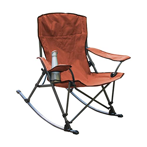 Camp&Go Soft Arm Quad Rocker Outdoor Folding Rocking Chair, 34.5" D X 35" W X 35.8" H, Clay #TOP4