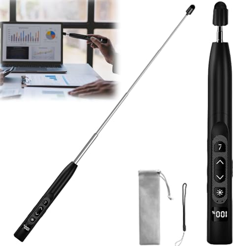 Presentador con puntero láser, mando a distancia de presentación con puntero extensible, mando a distancia PowerPoint, puntero para presentaciones, puntero láser, para aula, aula, oficina