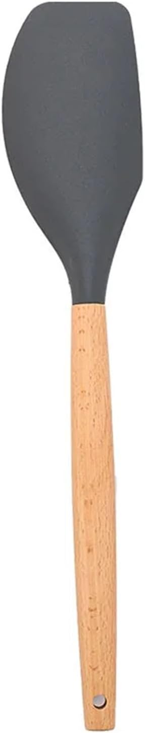 Compatible For Non-Stick Cream Baking Scraper Silicone Spatula Cutter Smoother Wooden Heat Resistant Kitchen Cake Tool(Purple)
