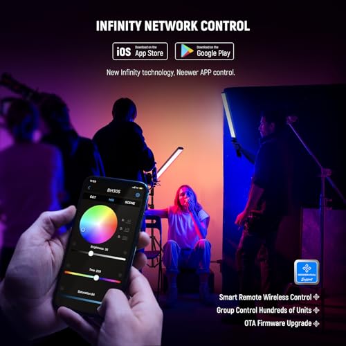 Image of NEEWER RGB Light Wand with 2.4G /APP Control, Upgraded 360 Touchable RGBWW Hue Mixer Photography Handheld LED Video Lighting Stick with 2500K-10000K, CRI /TLCI97+, 18 Scenes, 7.4V /31Wh Battery, BH-30S