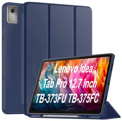 Image of TGK Case for Lenovo Idea Tab Pro 12.7 Inch 2025 TB-373FU TB-375FC Tablet Trifold Smart Stand Cover (Blue)