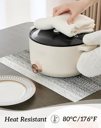 Image of Leetaltree Woven Vinyl Placemats Set of 4,Black& White