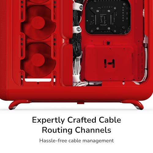 Image of HYTE X50 - Modern Performance ATX Mid-Tower Gaming PC Case - Optimized High Airflow Chassis - 4mm Thick, Curved, Laminated Acoustic Glass - Micro Mesh Panels w Sturdy Stamped Steel - Wild Cherry (Red)