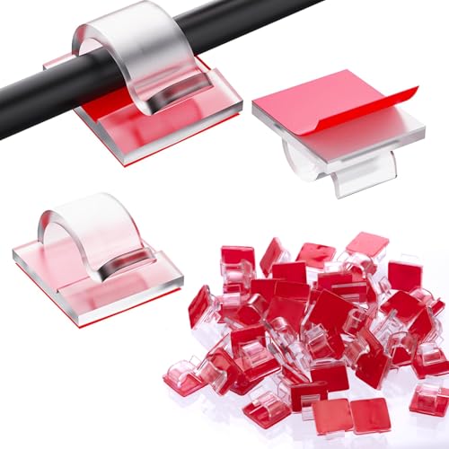 100 Stk Kabelschellen zum Kleben,Kabelhalterung Selbstklebende Kabelklemmen Selbstklebend Kabel Clips für Schreibtisch Lichterkette Kabelclips Organizer Haken Kabelbefestigung Wand Kabelmanagement