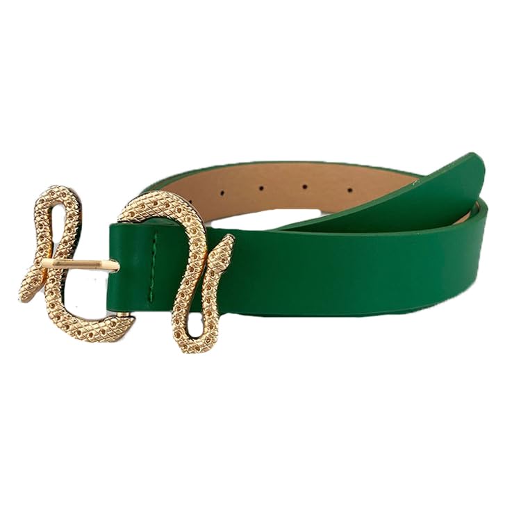 COTIM COYIN Women's Fashion Leather Belts with Snake Buckle Design