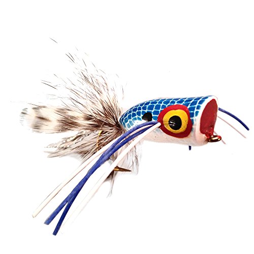 Wild Water Blue and White Bass Popper, Size 2, Qty. 4, by Pultz