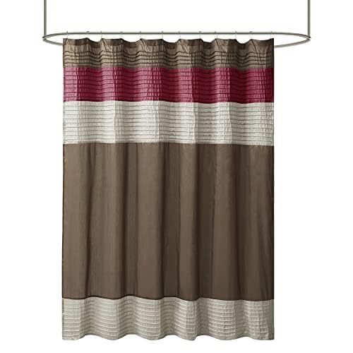 Image of Madison Park MP70-221 Monroe Shower Curtain, 72 x 72 inch, Red