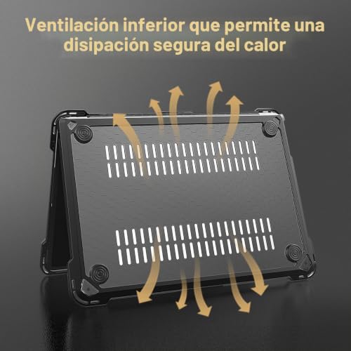Carcasa MacBook Air 13 M4 M3 M2 protector teclado funda negra resistente A2681 A3113 6
