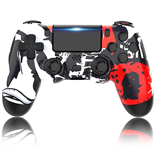 YUYIU Upgraded Wireless Controller for Ps4 Remote Plays-tation 4 Slim Pro PC, Gaming Controllers with Dual Vibration Shock Speaker, Camo Red with Headphone Jack Touch Pad Six Axis Motion Control
