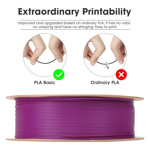 Image of eSUN PLA Basic Filament 1.75mm, 3D Printer Filament High Speed PLA for Fast Printing, 1KG per Spool, 2 Spools High Speed 3D Printing Filament, Purple