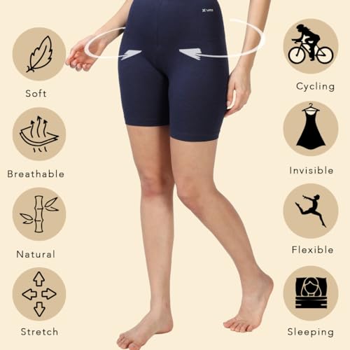 Image of Lavos Women Under Dress Sports Cycling Shorts, Bamboo Cotton Activewear Yoga Gym Workout Anti-Bacterial Uniform, Elastic Mid Waist Shorties Tights for Womens and Young Ladies