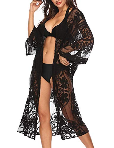 Bikini Cover Up Women Boho Beach Wears for Summer Holiday Vocation Black