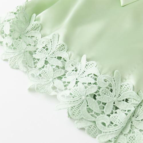 Image of Crystal Dew 2 Pcs Mother of the Bride Groom Robe with Lace Trim Embroidery Bridal Satin Kimono Robes for Wedding Day