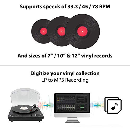 Image of Claw Stag Superb Plus Vinyl Record Player with Built-in Stereo Speaker & USB Digital Conversion + Shaitaan & Do AUR Do Pyaar Premium Vinyl Record Disc|Black