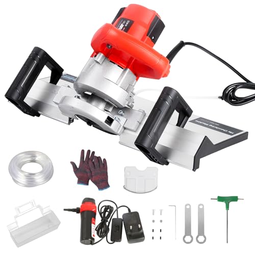 Cortadora de Azulejos 1200W Ángulo de 43°, Eléctrica Máquina Cortar Azulejos, Cortador Biselado Eléctrico con Hoja de 110 mm, Bomba de Agua 12V, para Azulejos/Cerámica/Piedra