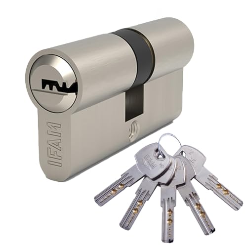 IFAM Cilindro Puertas Start-R, 30x30mm, Leva 15mm, Bombín Cerradura de Seguridad con 6 Pitones de Acero, Incluye 5 Llaves Reversibles, Sistema Antiganzúa y Antitaladro, Perfil Europeo, Acabado Níquel