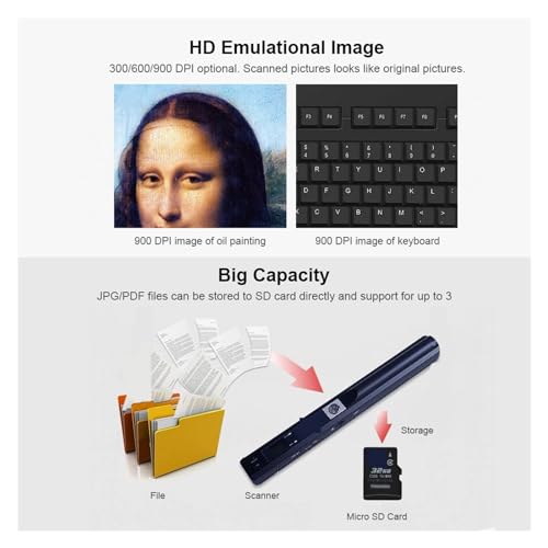 Escáner de documentos mini y portátil para digitalizar libros en alta definición 900 DPI 8