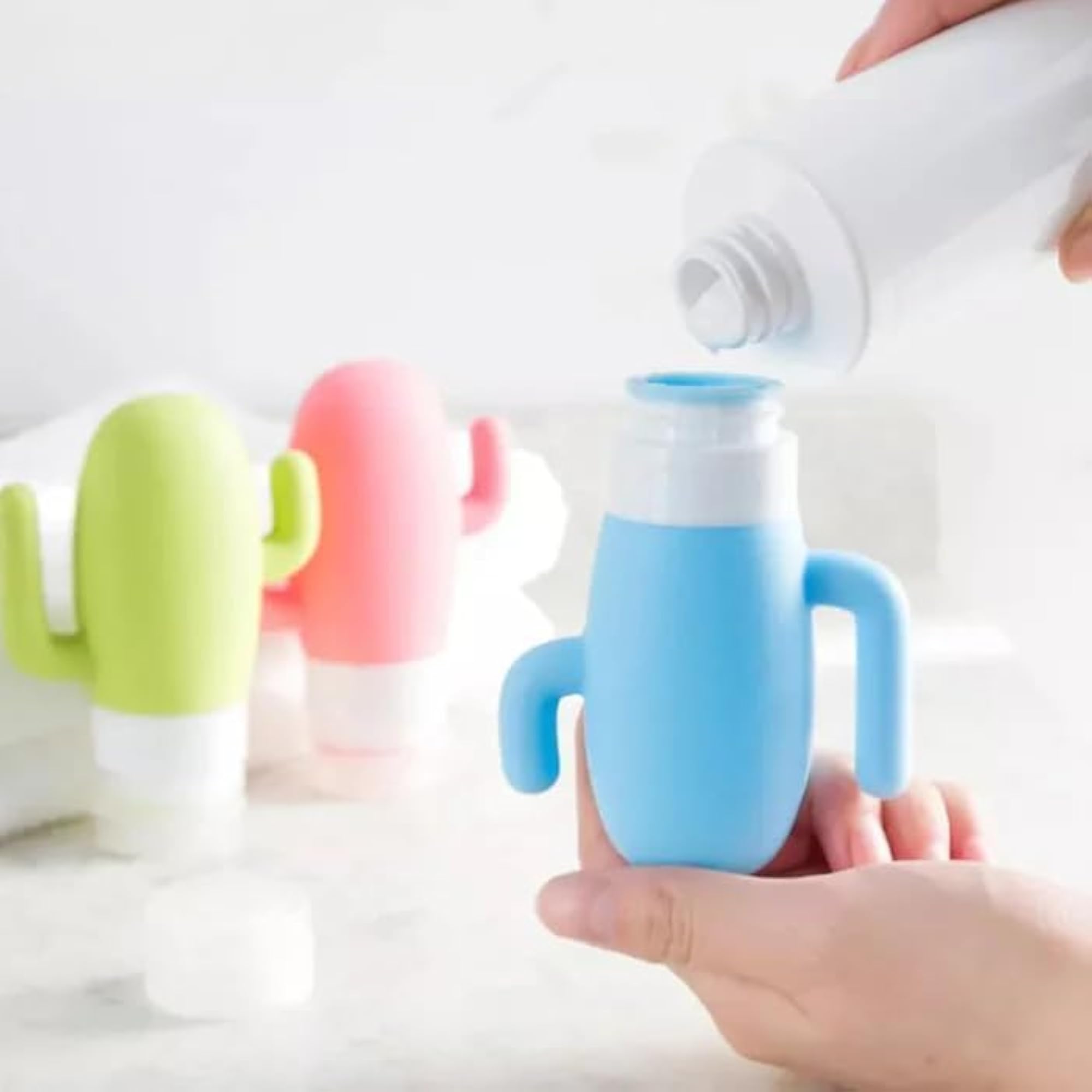 Portable Silicone Travel Bottle Set with Cactus Design