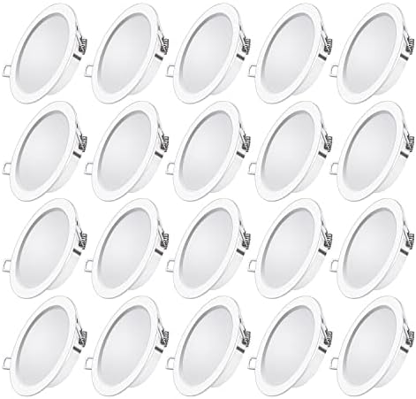 LED Recessed Ceiling Lights, 4W 339LM Cool White 6000K, LED Downlights for Ceiling, 220V - 240V, Ultra Slim Round Spotlights for Bathroom Livingroom Diningroom Corridor Bedroom Kitchen, 20 Pack