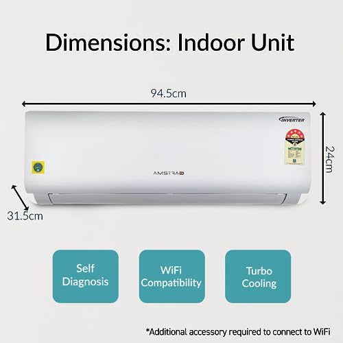 Image of Amstrad 1.5 Ton 5 Star Inverter Split AC (Copper, 4 Way Swing, HD Filter, 2023 Model, AMS205CMI, White)