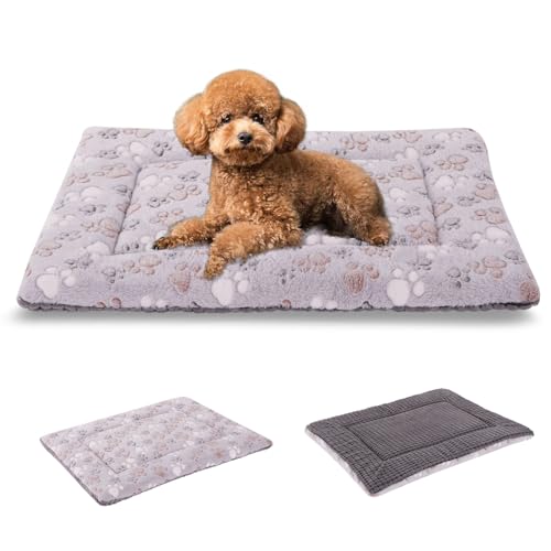 BVAGSS Orthopädisches Hundebett, Waschbar Hundekissen flauschig Hundematte, Umkehrbar Weiche und Warme Hundematte für klein mittel große Hunde XH079 (60x45x4cm,Grey Paw)