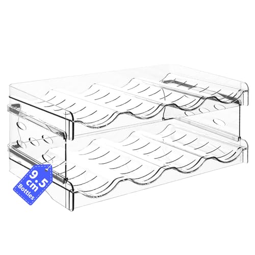 Flaschenhalter Kühlschrank Stapelbar 8 Flaschen - Effizienter Flaschen Organizer für Kühlschrank und Schrank, Praktisches Weinregal Stapelbar für Ordnung und Stabilität (2 Schichten 8 Flaschen)