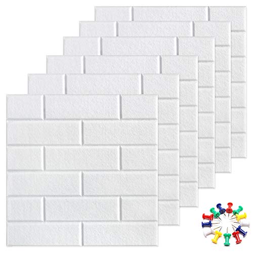 Vancore 11.8" X 11.8" Large Bulletin Board With 30 Push Pins, Felt Subway Tiles For Photos,Notes,Letter,Memo, 6 Pack Wall Boards For Office (White) #TOP20