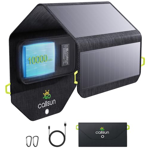 28W Solar Charger with 10000mAh Power Bank, Foldable Solar Panels...