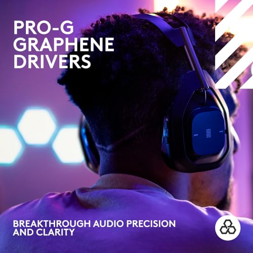 لوجيتك جي سماعة راس لاسلكية للالعاب A50 X لايت سبيد من استرو + محطة قاعدة، برو-جي جرافين، بلاي سينك عبر Xbox Series X|S + PS5 + الكمبيوتر/ماك، بلوتوث، HDMI 2.1 باسثرو - اسود