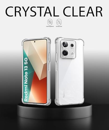 Image of WOW IMAGINE Clear Back Cover Case for Xiaomi Mi Redmi Note 13 5G | Shockproof Soft TPU Case | Cushioned Edges for Ultimate Protection Back Cover Case - Transparent