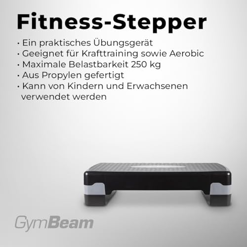 GymBeam Fitness Stepper für Zuhause - Praktisches Aerobic-Steppbrett aus Polypropylen, höhenverstellbares Übungsgerät für Zuhause, bis zu 250 kg, geeignet für Krafttraining und Aerobic
