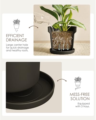  Plant Pots Indoor with Drainage Holes- Set of 3  - image 3