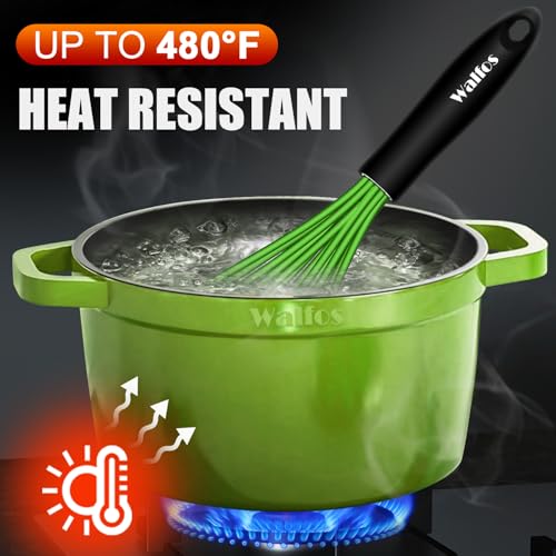 Image of Walfos Silicone Whisk, Rubber Whisks for Cooking, Baking (11,9,8.5 inch) - Heat Resistant Kitchen Whisks for Non-stick Cookware, Balloon Egg Beater Perfect for Blending, Whisking, Beating, Frothing