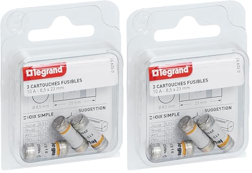 Legrand - Cartouches fusibles pour porte-fusibles sans témoin - 8,5x23mm - 10A (Lot de 2)