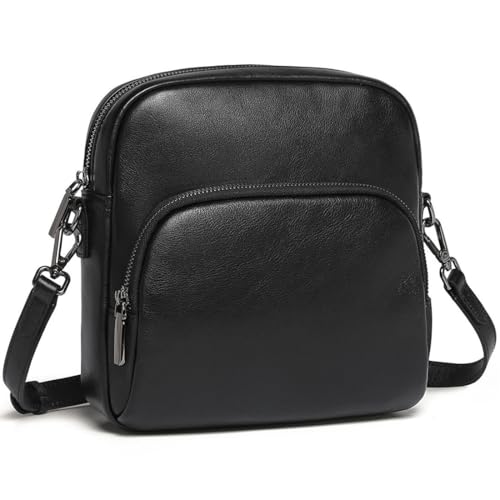 COOLCY Leather Crossbody Purses Bag for Women Handbags for Ladies Shoulder Satchel Bags 2 Adjustable Strap (Black)