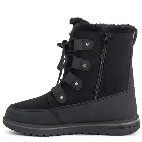 Polar Products Womens Quilted Short Faux Fur Snow Waterproof Winter Durable Warm Boots - 11 - BLK42 AYC0520 - Thumbnail 4