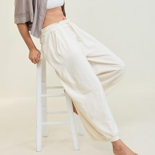Hixiaohe Baggy Wide Leg Sweatpants Women Vintage Washed Barrel Sweatpant Drawstring Athletic Palazzo Trouser Lounge Pant3