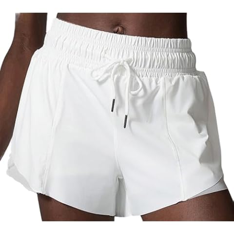 ISOLAY Women's Multi-Color Athletic Running Shorts Cool Workout Hiking Shorts Quick Dry High Waisted Plus Size Active Shorts (White,M,US,Alpha,Medium,Regular,Regular) Cover