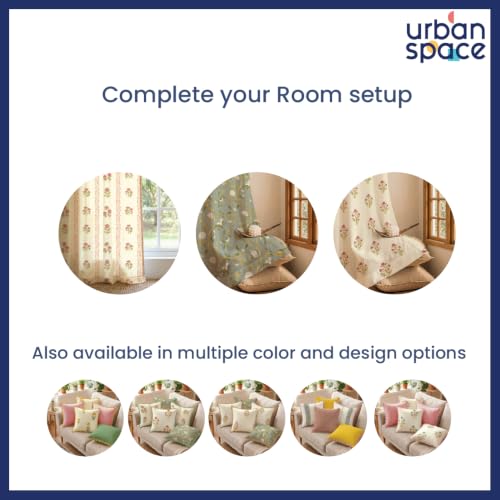 Image of Urban Space Cotton Cushion Cover Set of 5, 16 x 16 Inches, Decorative Throw Pillow Covers with Pom Pom, Printed Sofa Cushion Covers for Living Room, Home Decor (CC2, 40Cm x 40Cm, Set of 5)