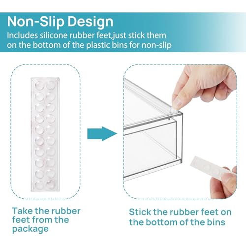 image for Vtopmart Stackable Storage Drawers Set of 3,Clear Plastic Organizer Bi