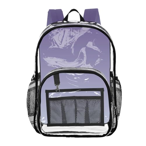 Violet Periwinkle Gradient Ombre Clear Backpack Women Cute Kids Backpack Boys Girls See through Approved Bag