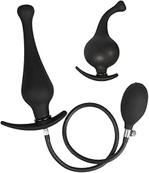Tapón anal súper largo de 21 cm, consolador inflable grande con tapón anal, cuentas anales con bomba inflable, tapón anal de silicona suave, dilatador extremo, juguetes anales para hombres y mujeres