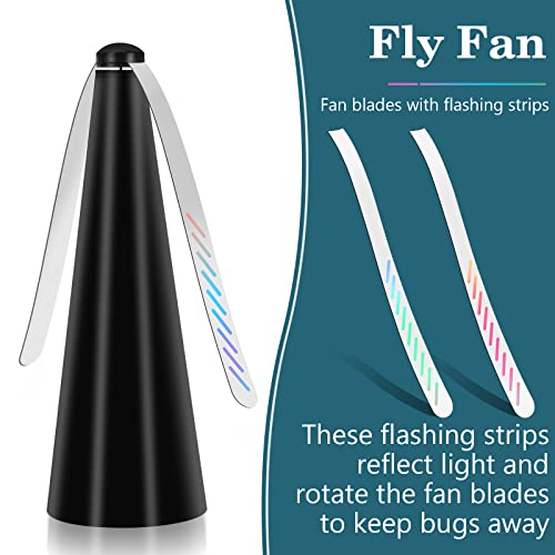 Fliegenwedler, 2er Set Fliegenvertreiber Halten, Sie Fliegen und Insekten von Lebensmitteln fern, Fliegenabwehr Ventilator fur den Tisch, und Terrasse, Geniepen Sie Ihre Mahlzeiten im Freien – Bild 4